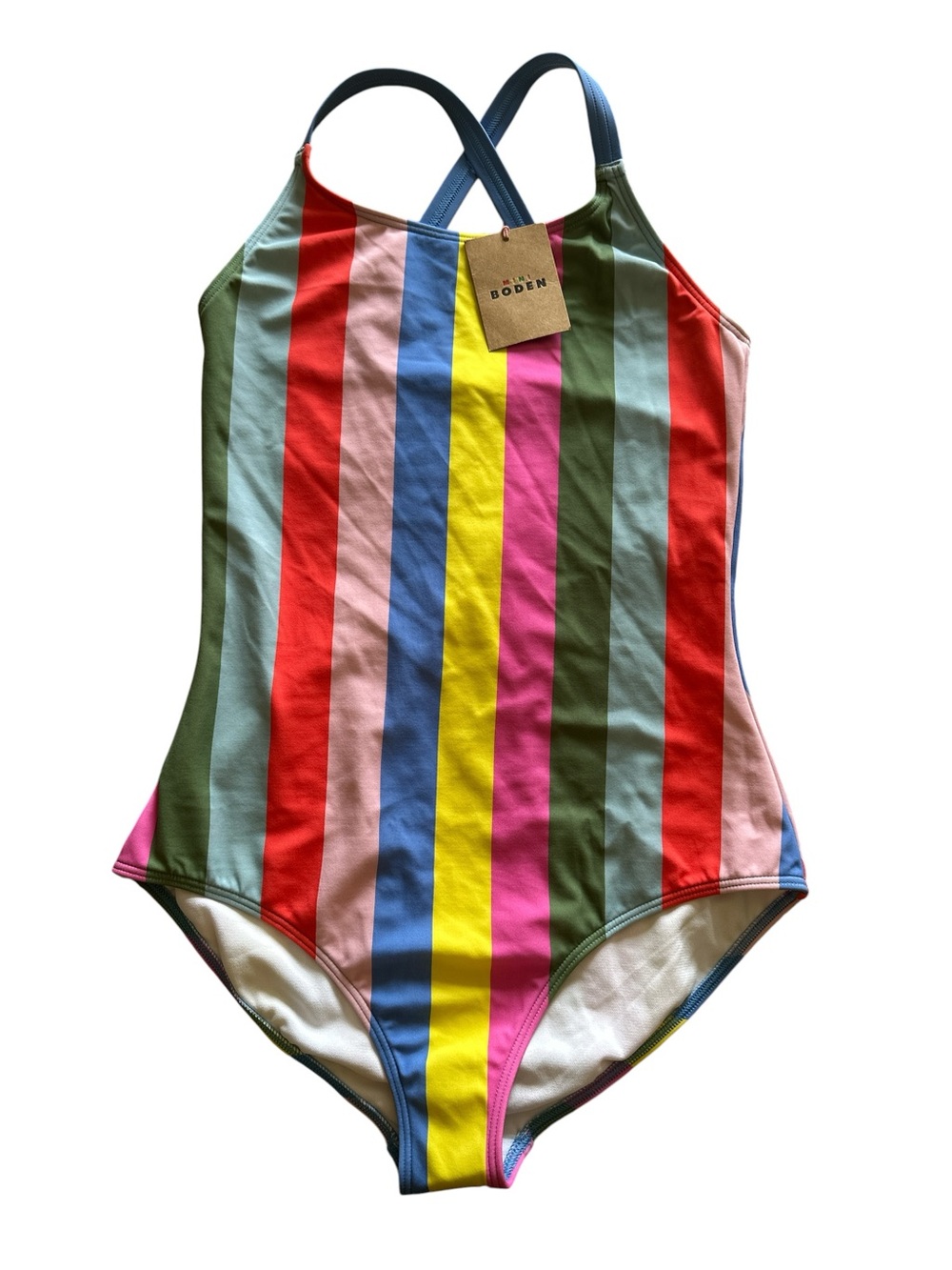 Boden Bright Multicolor Vertical Stripe One-Piece Swimsuit